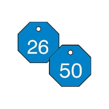 Accuform Engraved Numbered Tags, Plastic, 0.31 in H x 3 in W, 25 PK TDG823BU